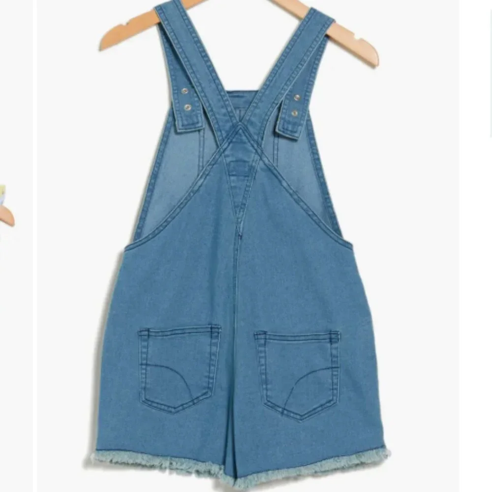 NWT Joe's Kids' Ruffle Sleeve Top & Denim Shortalls Set - Picture 2 of 2